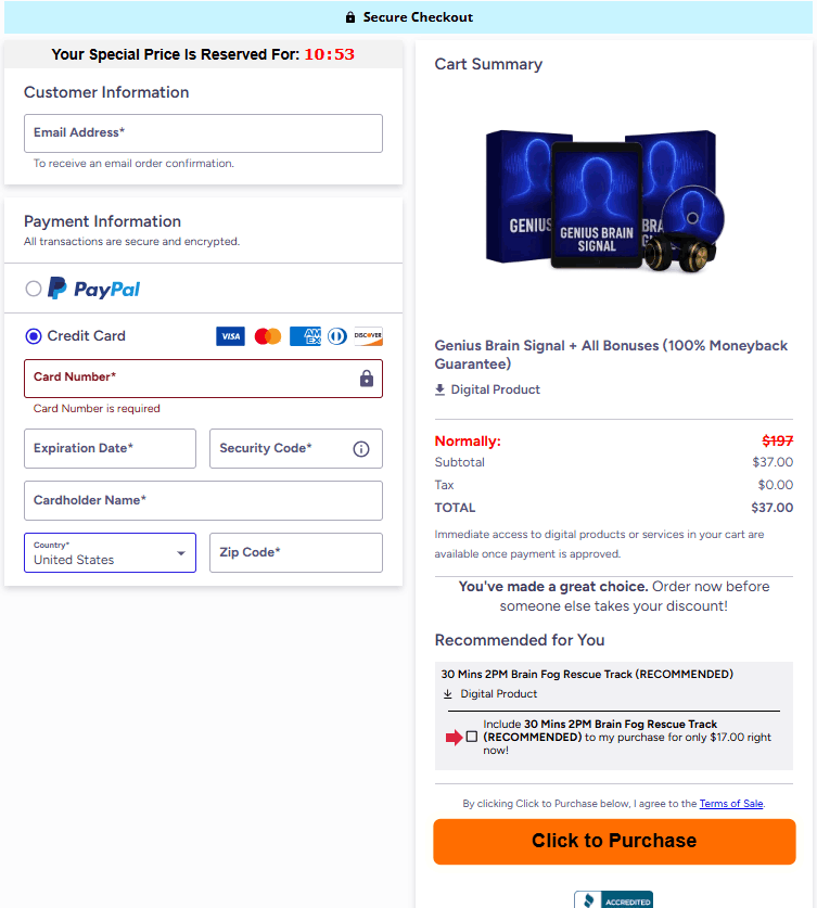 Genius brain signal-checkout-page